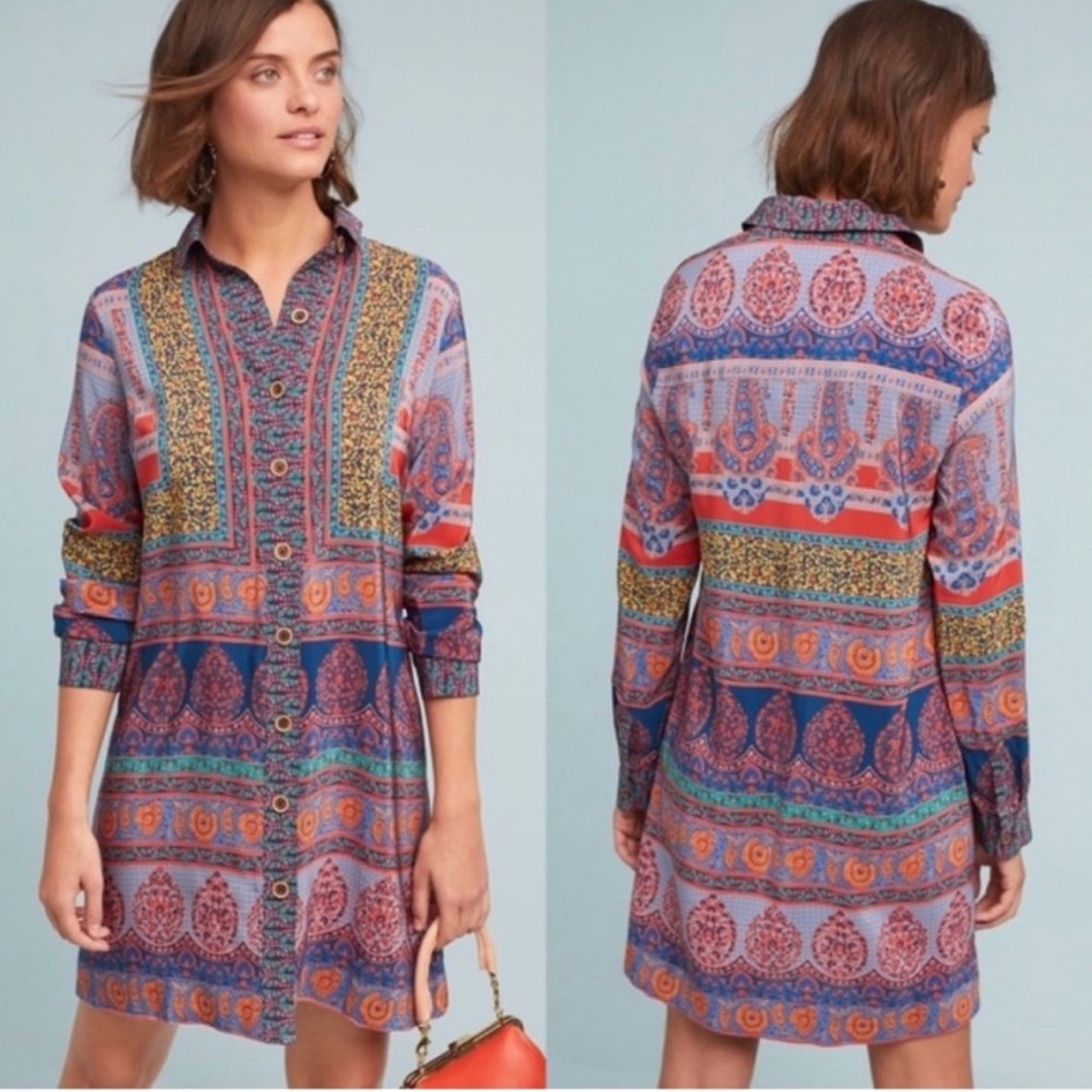 Anthropologie Maeve Multicolor Patterned Dress